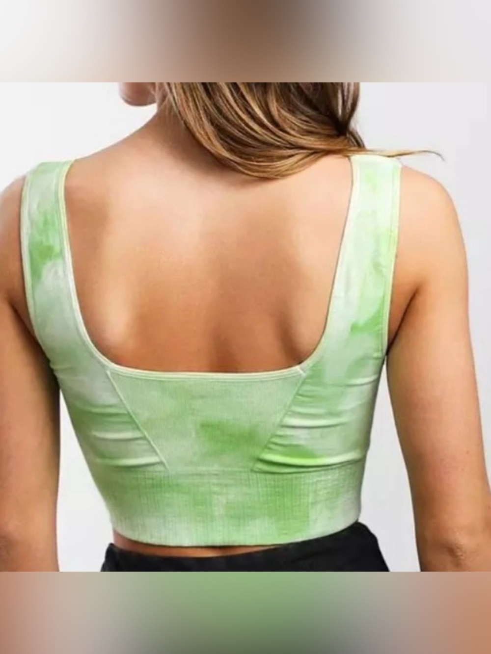 FP Movement Good Karma Tie Dye Square-Neck Bra - Electric Pistachio - Picture 2 of 6